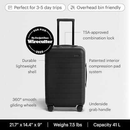 Away The Carry-On Luggage, 22-inch Lightweight Hardside Spinner Suitcase - color: Jet Black