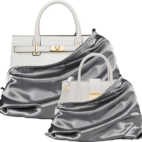 P Pothuiny 2 Pcs Satin Dust Bags for Handbags - color: Gray