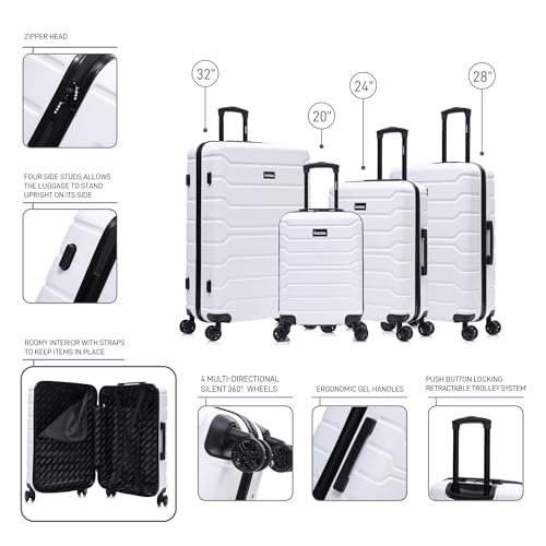 InUSA TREND Luggage with Spinner Wheels | Durable Lightweight Hardside Suitcase, Travel Sets with Handle and Trolley | (20in, 24in, 28in, 32in) 4 Piece Set | White - color: White, size: 4-Piece Set (Carry-on, Medium, Large, Extra-Large)