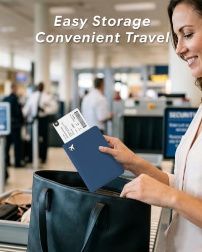Passport Holder for Travel - RFID Blocking for Women & Men - color: Navy Blue