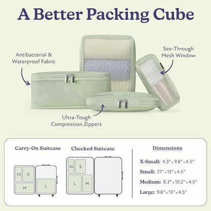 Vandel Space-Saving Compression Packing Cubes for Women 4-Pack Compressible - color: 6. Sage, size: 4 Pack (Compression)