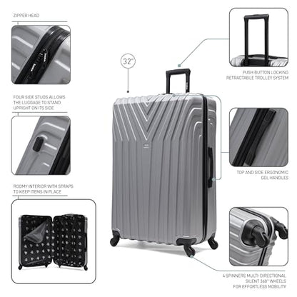 InUSA VASTY Luggage with Spinner Wheels | Durable Lightweight Hardside Suitcase, Travel Bag with Handle and Trolley, 32-Inch Extra-Large Checked Luggage | Grey - color: Grey, size: 32 Inch