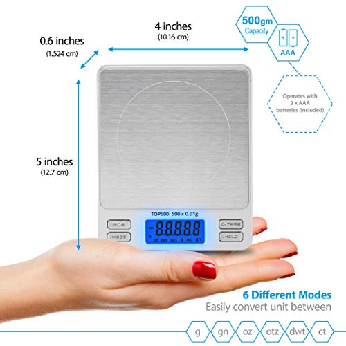 Smart Weigh Digital Pocket Scale, 500g x 0.01g, Kitchen, Herb & Jewelry - size: 500 Grams