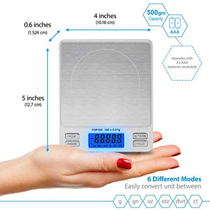Smart Weigh Digital Pocket Scale, 500g x 0.01g, Kitchen, Herb & Jewelry - size: 500 Grams
