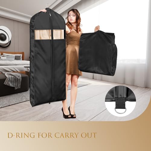 Univivi Satin Garment Bags for Hanging Clothes, Black, 60 Inch, 2 Pack - color: Black, size: 24"X60"-2pcs (Garment Bag)