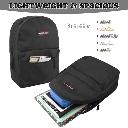 Trail maker Classic 17 inch Backpacks with Adjustable Padded Straps | School Backpacks for Girls, Boys - color: Black