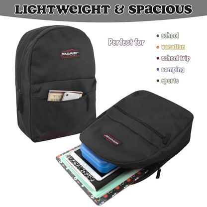 Trail maker Classic 17 inch Backpacks with Adjustable Padded Straps | School Backpacks for Girls, Boys - color: Black