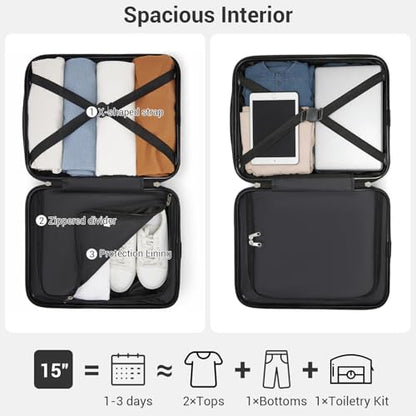 Kono 15'' Underseat Carry On Luggage Airline Approved Lightweight - color: Grey, size: 15-inch underseat