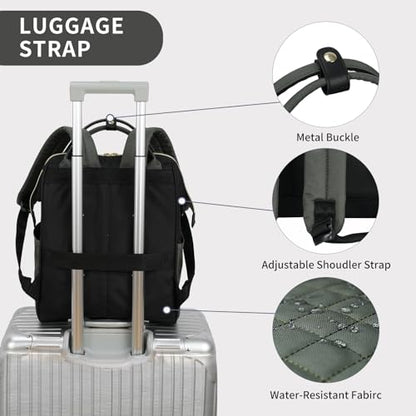 EMPSIGN 17 Inch Laptop Backpack for Women, Black-Army Green - color: Black/Army Green