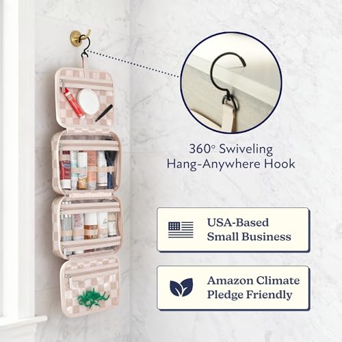 VANDEL Waterproof Hanging Toiletry Bag [TSA-Approved] Cosmet Travel Bag - color: Neutral Checker