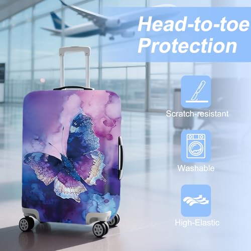 ANNA QUEEN Travel Luggage Cover Suitcase Protector Suitcase Cover Anti-Scratch,Stretchable Bag Cover Washable Durable Polyester - color: Psychedelic Butterfly, size: L(fits 28-30Inch suitcase)