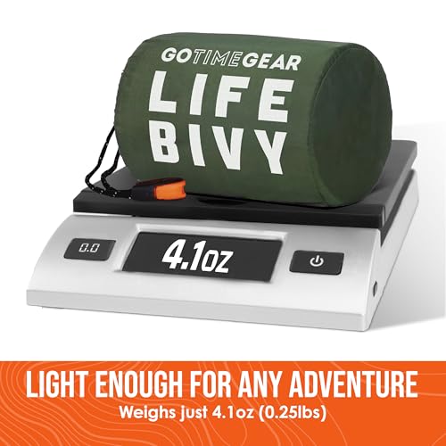 Go Time Gear Life Bivy Emergency Survival Sleeping Bag Thermal Bivy - Use as Emergency Bivy Sack, Survival Sleeping Bag, Mylar Emergency Blanket - color: Orange, size: 1 Pack