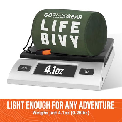 Go Time Gear Life Bivy Emergency Survival Sleeping Bag Thermal Bivy - Use as Emergency Bivy Sack, Survival Sleeping Bag, Mylar Emergency Blanket - color: Green, size: 1 Pack