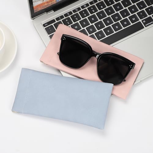 Sightor Sunglass Case, 2 Pcs Soft Eyeglass Cases for Women Glasses Pouch - color: Rose, Blue
