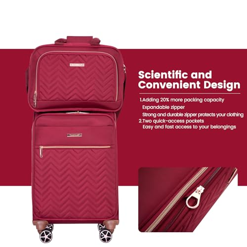 Travelhouse 4-Piece Softside Luggage Set with Spinner Wheels - color: Red, size: 4 piece