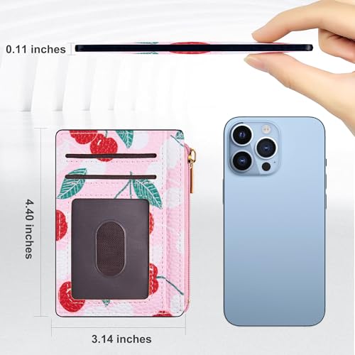 Tipmile Womens Credit Card Holder Wallet, Small Slim RFID Blocking Sleeve - color: Cherry Berry