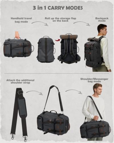 Gonex 40L Convertible Laptop Backpack, Airline Approved, Dark Grey - color: Dark Gray