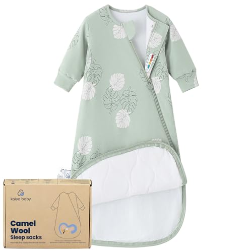 KaiyaBaby Organic Cotton Baby Sleep Sack, Long Sleeve 1.0 TOG, 6-18M - color: Monstera, size: 6-18M