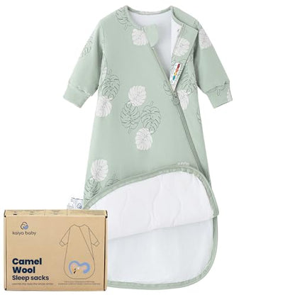 KaiyaBaby Organic Cotton Baby Sleep Sack, Long Sleeve 1.0 TOG, 6-18M - color: Monstera, size: 6-18M