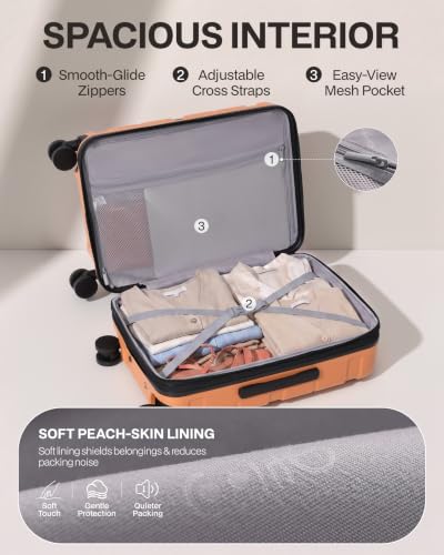 Coolife Carry On Luggage Hardside Suitcase with Spinner Wheels, 20in - color: Haze Mandarin2.0, size: Carry On(20in)