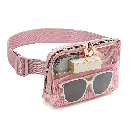 Clear Fanny Pack Stadium Approved Belt Bag, Clear Purse for Stadium Events - color: Pink