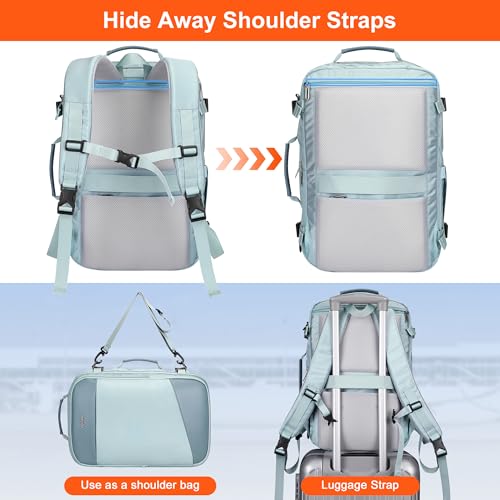 PIJUSHI Travel Backpack 3-In-1 Carry On Luggage Backpack Fits 16" Laptop