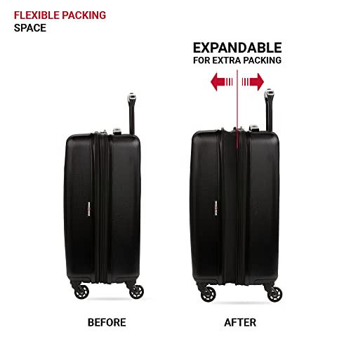 SwissGear 8018 Expandable Luggage, Hard Shell Carry-On Luggage with Spinner Wheels - color: Black, size: Carry-On 20-Inch