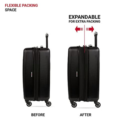 SwissGear 8018 Expandable Luggage, Hard Shell Carry-On Luggage with Spinner Wheels - color: Black, size: Carry-On 20-Inch