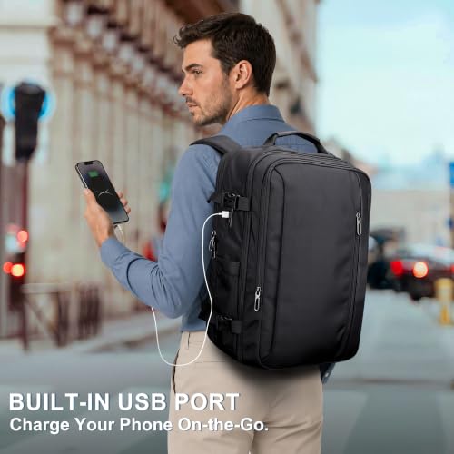 PIJUSHI Laptop Travel Backpack Carry On Flight Approved Fits 16 inch Laptop - color: Black