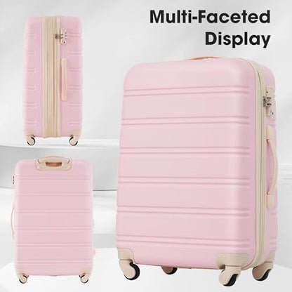 Merax Luggage Set 2 Piece 20 28 IN Hardside Suitcase with Bag,Light Pink - color: Light Pink(20+28+bag)
