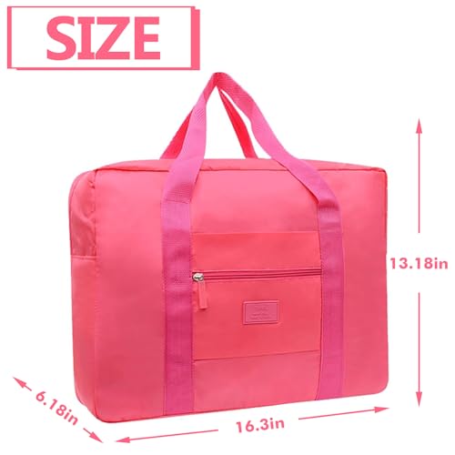 INVODA Travel Bag for Women Foldable Carry on Duffel Bag Waterproof Tote Weekender Luggage Bag (Red) - color: Red