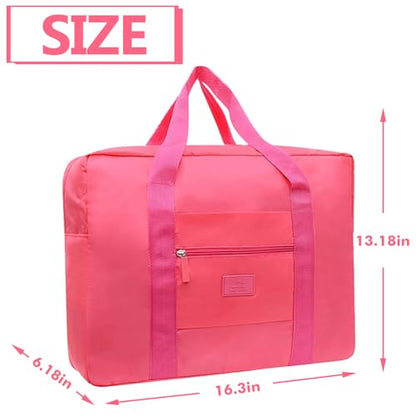 INVODA Travel Bag for Women Foldable Carry on Duffel Bag Waterproof Tote Weekender Luggage Bag (Red) - color: Red