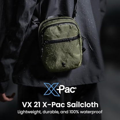 tomtoc Aviator-T37 Travel Crossbody Sling Bag with RFID Blocking, Holds Passports with Anti-theft Lockable Zippers - color: X-pac Green