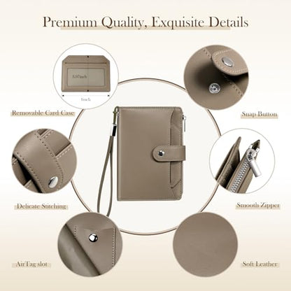 Dadanism RFID Blocking Passport Holder Travel Wallet for Women, Khaki Brown - color: Khaki Brown