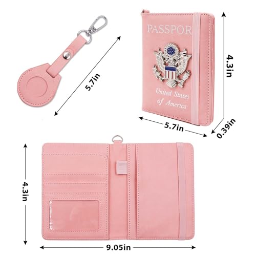 Passport Holder for Travel,Passport Cover Case with RFID (pink) - color: pink