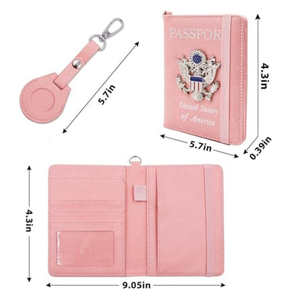 Passport Holder for Travel,Passport Cover Case with RFID (pink) - color: pink