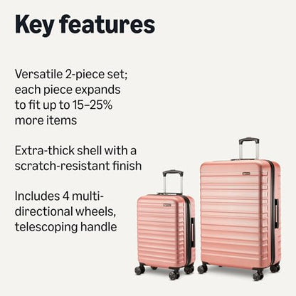 Amazon Basics 2-Piece Hardshell Suitcases Set (21", 30"), Expandable Travel Luggage with Scratch-Resistant Surface, Four Multi-directional Wheels, Telescopic Handle, Rose Gold - color: Rose Gold, size: 2-Piece Set