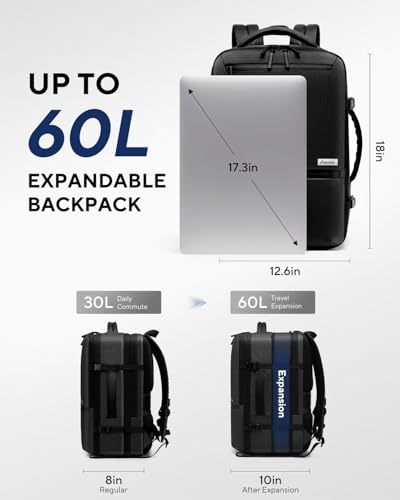 Travel Backpack with Vacuum Compression System 60L, Built-in Pump, Black - color: Black