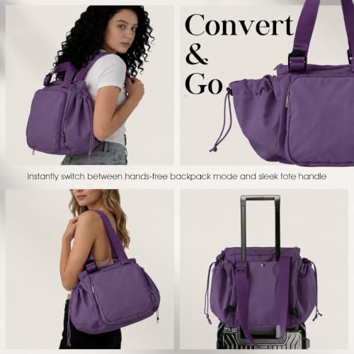 Everyday Bag Tote for Women, Spacious Diaper Bag with 16 Pockets, Durable Travel Bag, Sleek Work Shoulder Bag - color: Twilight Purple