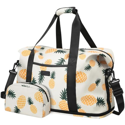Capolo Expandable Travel Duffle Bag Weekender Overnight Bags for Women Men - color: Pineapple, size: X-Large