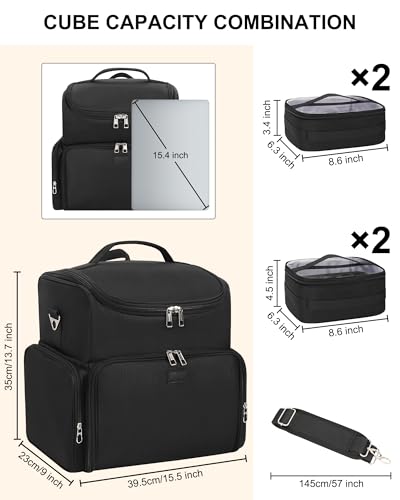 Relavel Tattoo Travel Case, Tattoo Backpack with 4 Inner Removable Pouches - color: Black