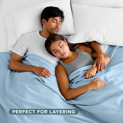 Bare Home Polar Fleece Blanket (Throw, Light Blue) | Premium Fleece, Warm & Cozy, Lightweight Blanket for Bed, Sofa, Camping, Travel and Cold Nights - color: 08 - Light Blue, size: Throw