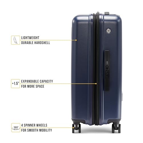DKNY On the Go 25" Hardshell Lightweight Expandable Checked Luggage with Spinner Wheels,Navy - color: Navy, size: 25" Checked Luggage