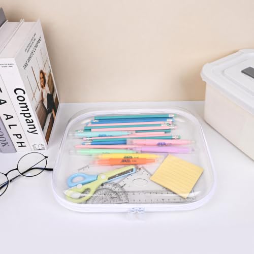 Clear Hard Shell Zipper Case,3PCS Transparent Clear Zipper Pouches,Hard Side Plastic Case Set,Portable Travel Storage Organizer Bins - color: 3PCS-S