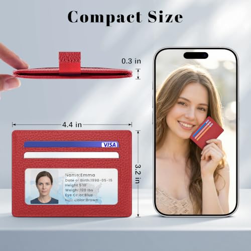 Airkit Small Slim ID Case, Womens Credit Card Holder Wallet, RFID Sleeve - color: Wine Red