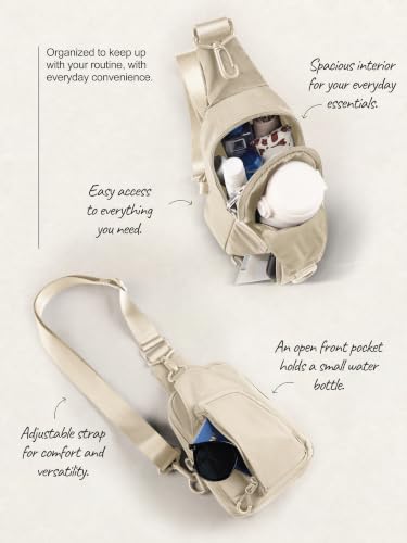 ODODOS Sling Bag with Adjustable Straps Crossbody Chest Bag Lightweight Backpack for Casual Traveling Hiking - color: Beige