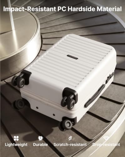 LONG VACATION Luggage Sets, 3 Piece, 20 Inch Carry On Hardshell Suitcase - color: White, size: 3 Piece Set (20in/BP/TB)