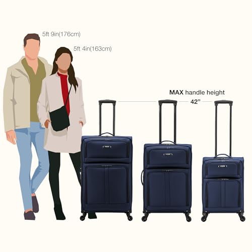 U.S. Traveler Anzio Softside Expandable Luggage with Spinner Wheels, Navy, 22-Inch Carry-on - color: Navy, size: 22-Inch Carry-on