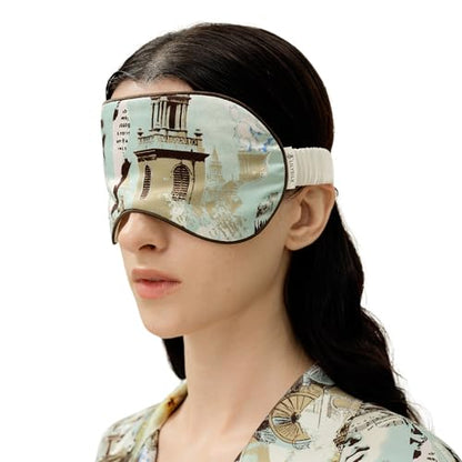 LILYSILK 1 pc 100% Silk Sleep Mask Blindfold Elastic Strap Soft and Comfortable Night Shade for Men Women Aquarius - color: Aquarius