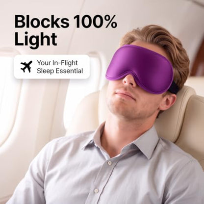 Weighted Cooling Sleep Mask, 6oz 3D Blackout Eye Mask for Sleeping, Contoured Gel Eye Mask, Adjustable Strap, Eyelash Friendly Sleep Mask, Naps, Travel, Purple - color: Purple